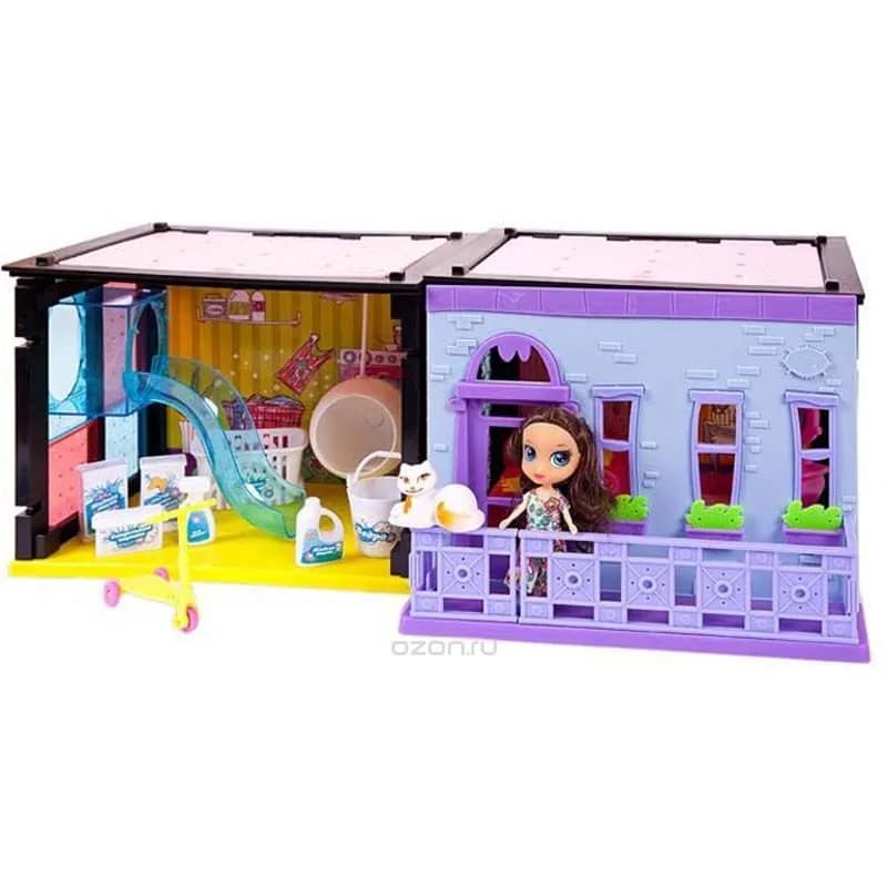 Модный дом, 2 в 1, с куклой и мебелью, 70 деталей.