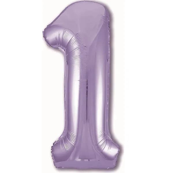 Фольгированный шар цифра 1 пастель lavender
