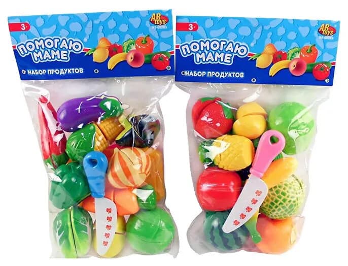 Набор игрушечных продуктов для резки "Помогаю Маме", 11 предметов