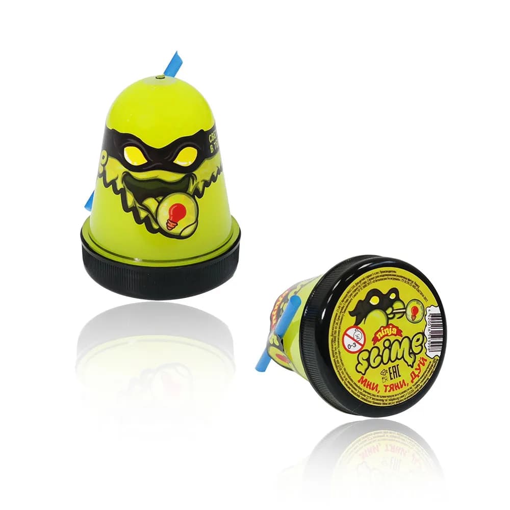 Тянущийся слайм Slime Ninja, Желтый, светится в темноте