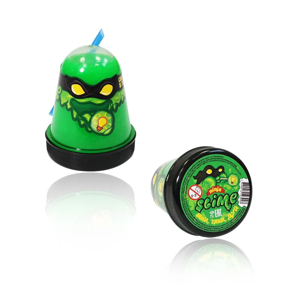 Тянущийся слайм Slime Ninja, Зеленый, светится в темноте