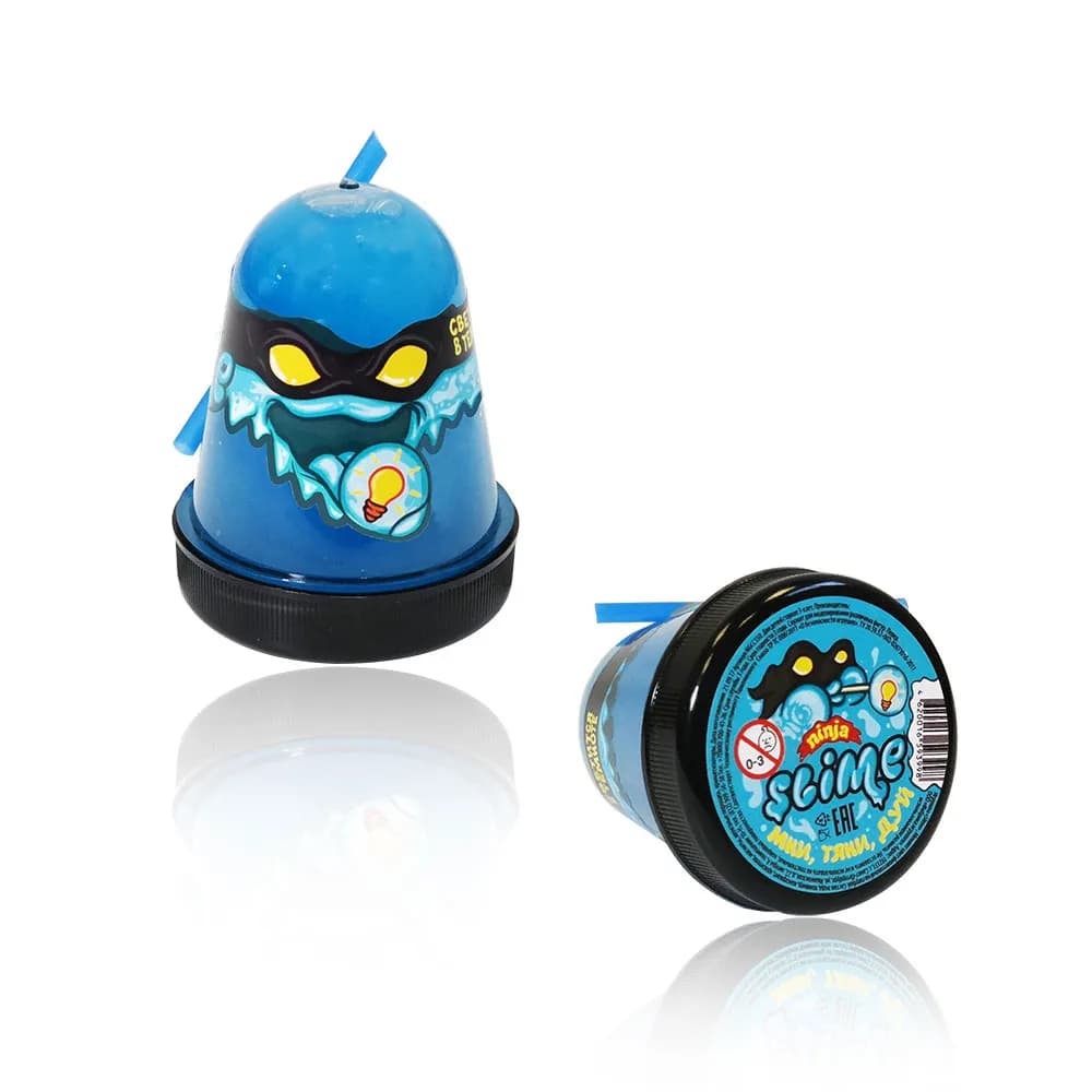 Тянущийся слайм Slime Ninja, Синий, светится в темноте