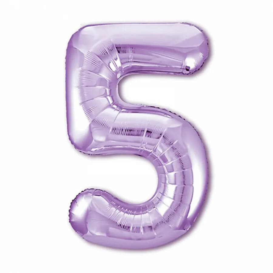 Фольгированный шар цифра 5 пастель lavender