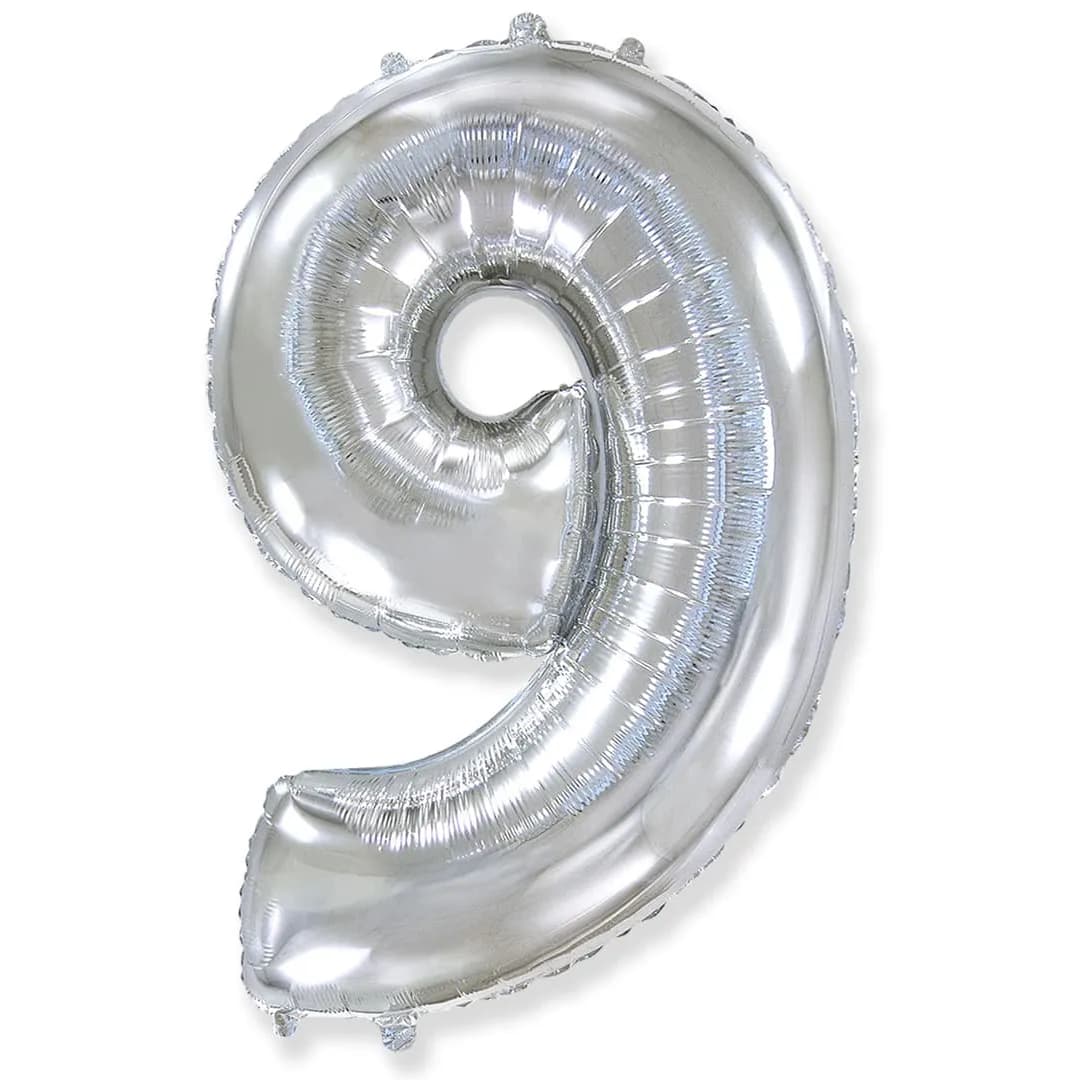 Цифра "9" Серебро, 66 см