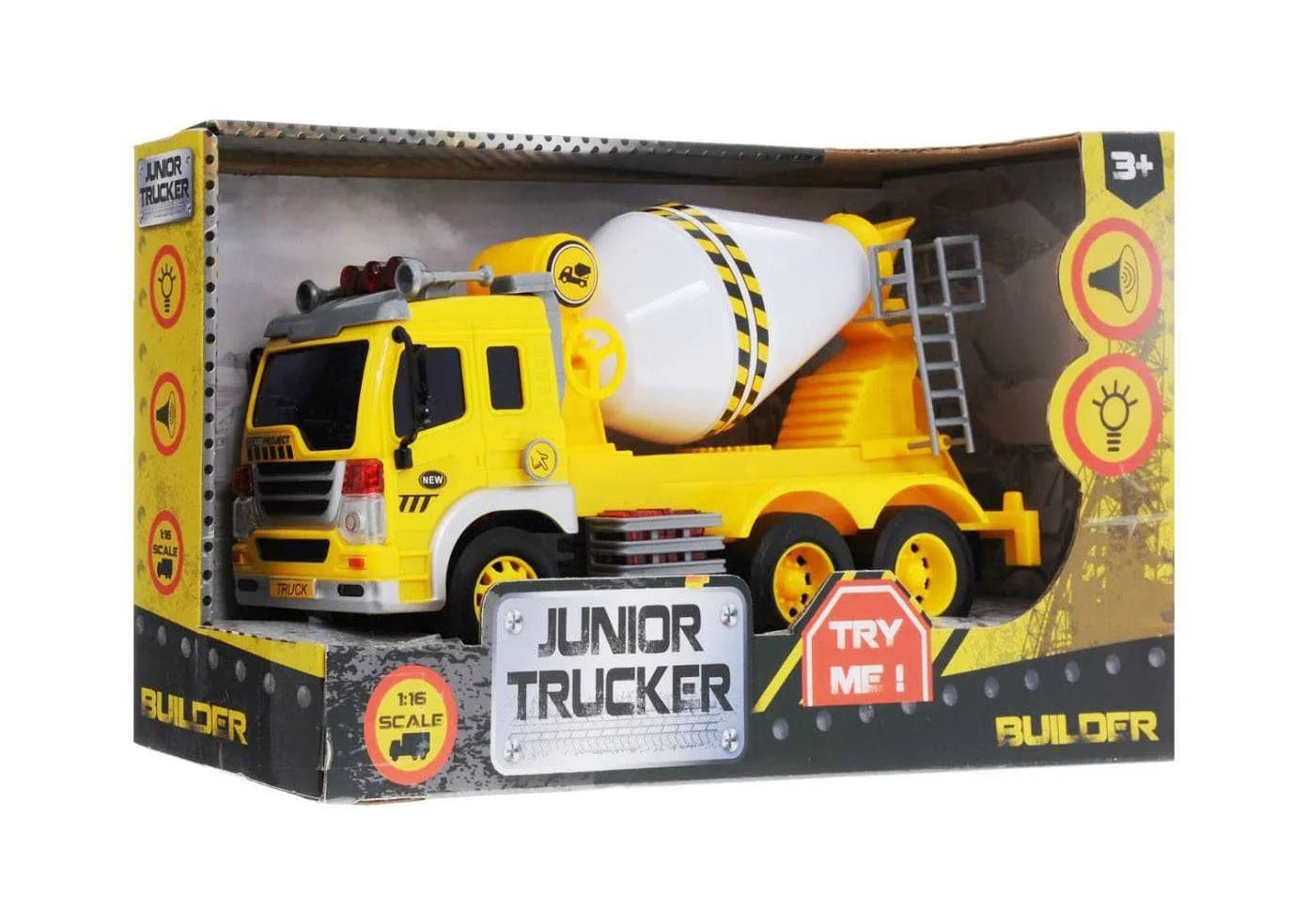 Инерционная машина Junior Trucker - Бетономешалка (свет, звук), 1:16